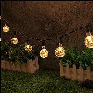 Solar Bubble Balls Lamp String Lights Outdoor Water Drops Outdoor Waterproof Orb Christmas Lights Patio Holiday Party