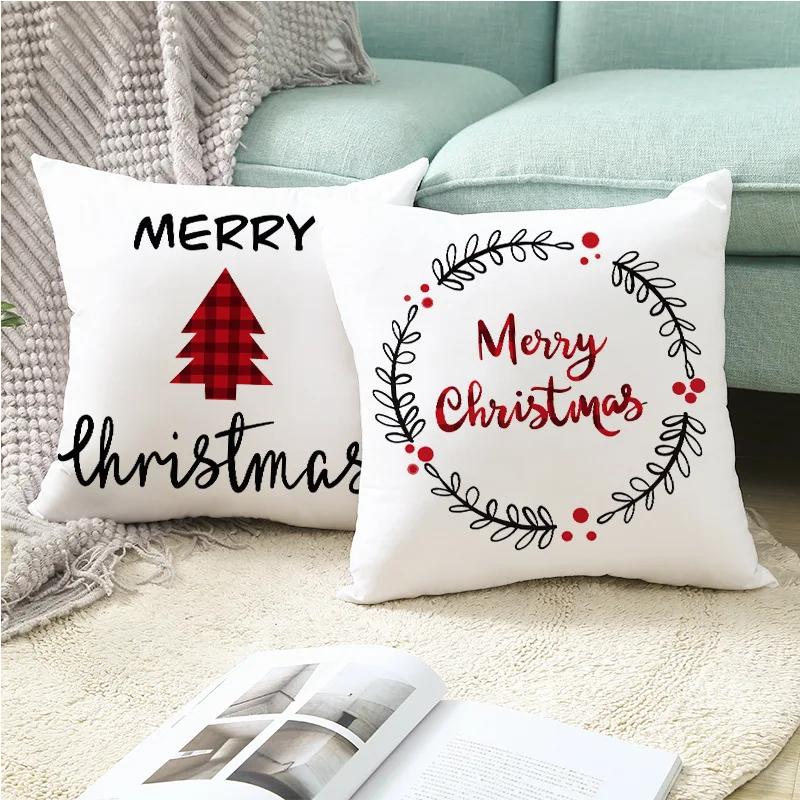 45cm Christmas Cushion Cover Pillowcase 2024 Christmas Decorations for Home Ornament Xmas New Year Christmas Decor 2023 Noel