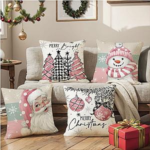 45cm Christmas Cushion Cover Pillowcase 2024 Christmas Decorations for Home Ornament Xmas New Year Christmas Decor 2023 Noel