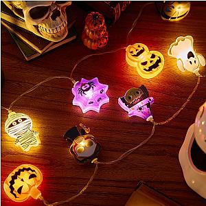 Halloween Pumpkin String Lights Bat Spider String Lamps Battery Powered for Outdoor Halloween Party Garland Decor Night Light