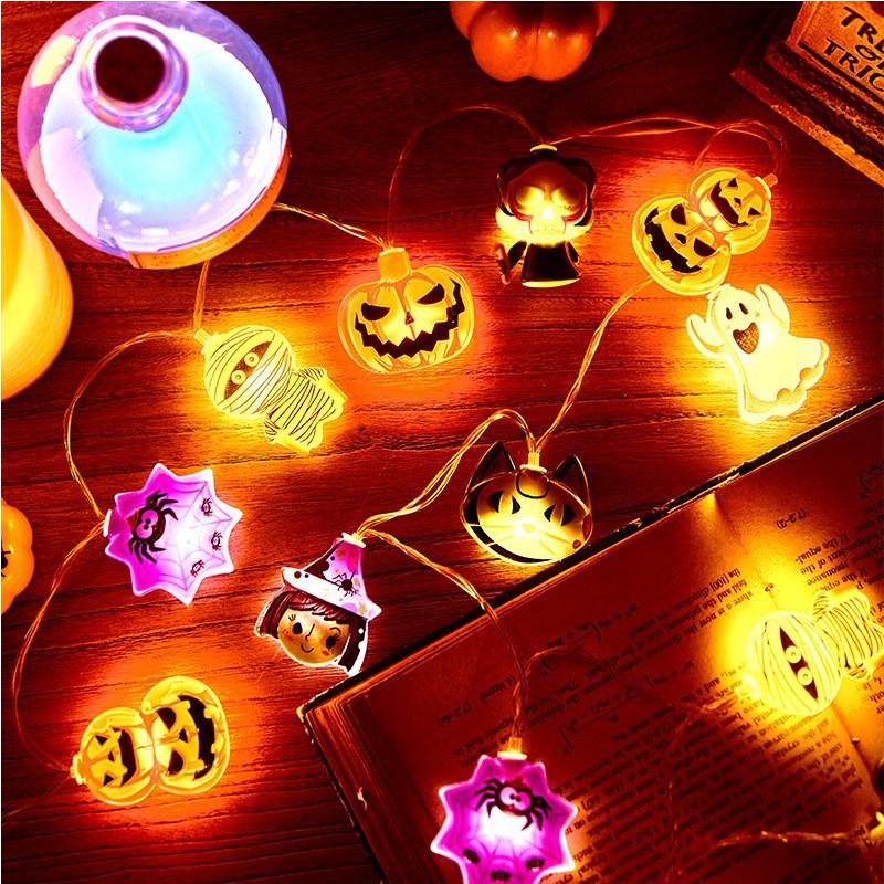 Halloween Pumpkin String Lights Bat Spider String Lamps Battery Powered for Outdoor Halloween Party Garland Decor Night Light