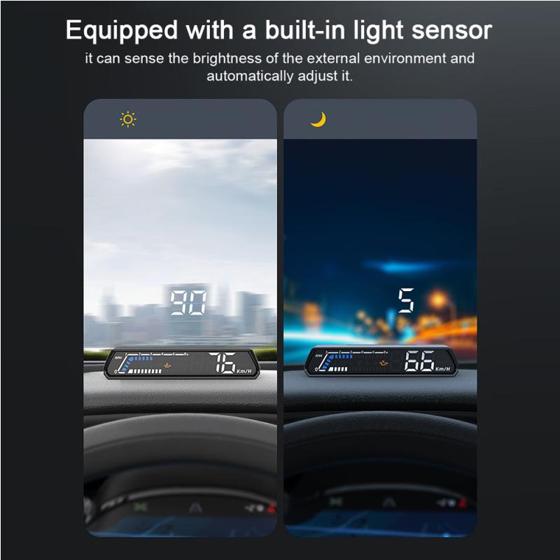 Car Speedometer Digital Display Car Speed Voltage Oil Consumption Water Temperature Meter Multifunctional Car HeadUp Display