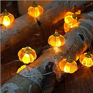 1m 10LED Halloween Pumpkin Hanging Lantern String Light Kids Birthday Party Halloween Home Decoration Lantern Lamp Props