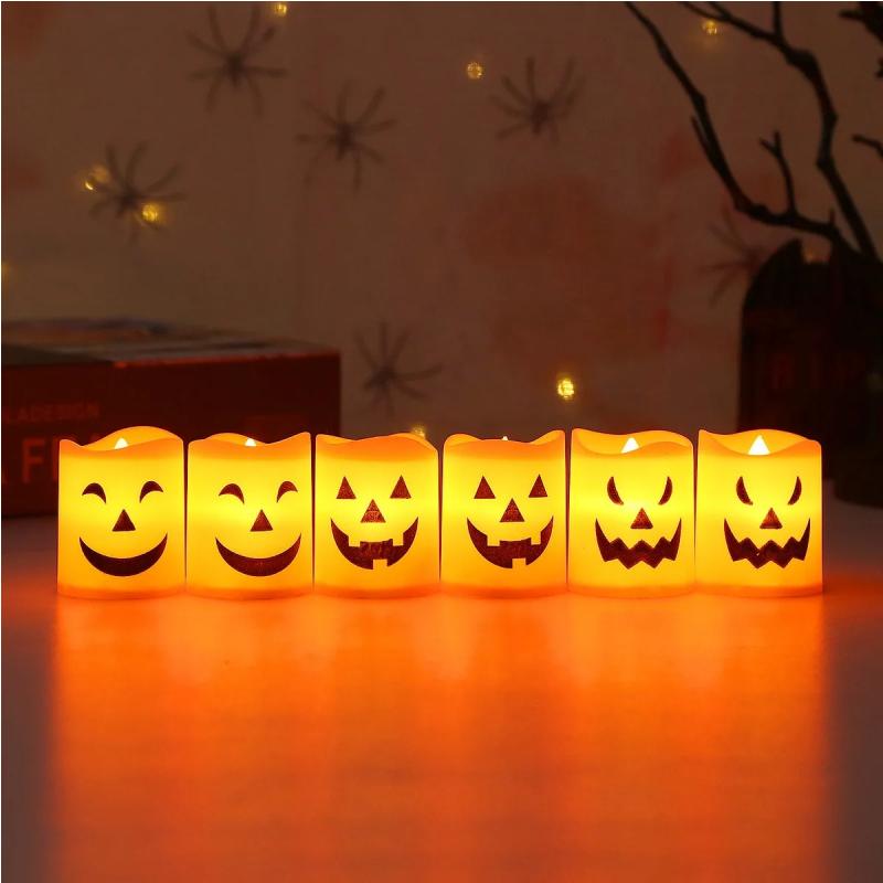 24pcs Electronic Candle Safe Flameless Battery Operated LED Tealight Candles Halloween Atmosphere Lights