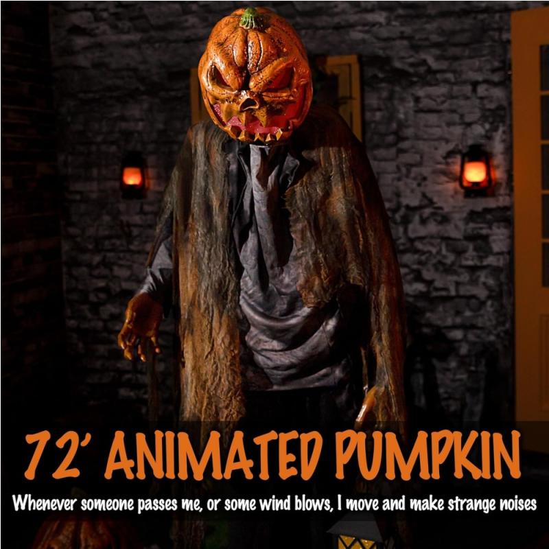 72'' Pumpkin Halloween Animated Decorations - Sound & Sensor Activated with Creepy Sound, Motion, Light Up Eyes ,Halloween