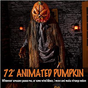 72'' Pumpkin Halloween Animated Decorations - Sound & Sensor Activated with Creepy Sound, Motion, Light Up Eyes ,Halloween