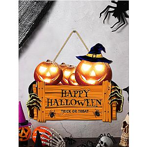 Happy Halloween Wooden Sign, Pumpkin With Hat Wooden Sign, Suitable For Home, Wall, Room,Cafe, Shop, Party, Holiday Decoration