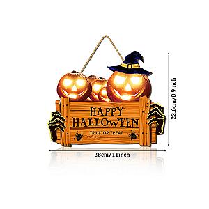 Happy Halloween Wooden Sign, Pumpkin With Hat Wooden Sign, Suitable For Home, Wall, Room,Cafe, Shop, Party, Holiday Decoration