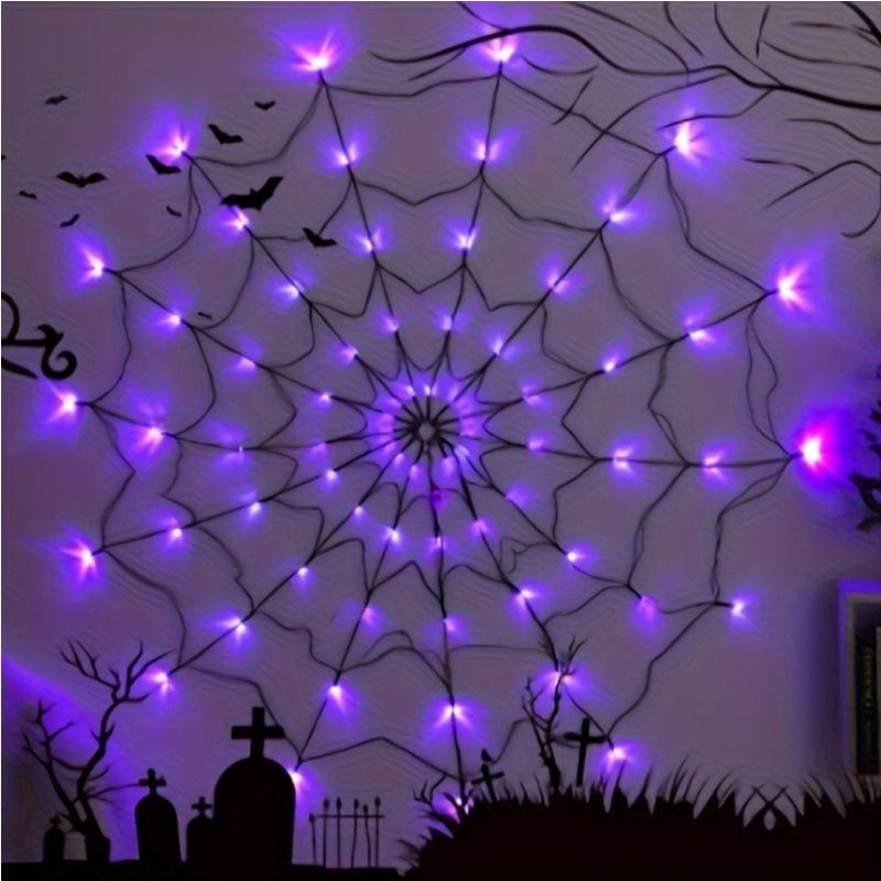 70 LEDs Halloween Spider Web Led Lights Decoration Battery Operated With Remote Control Net Mesh For Garden Wall Decor