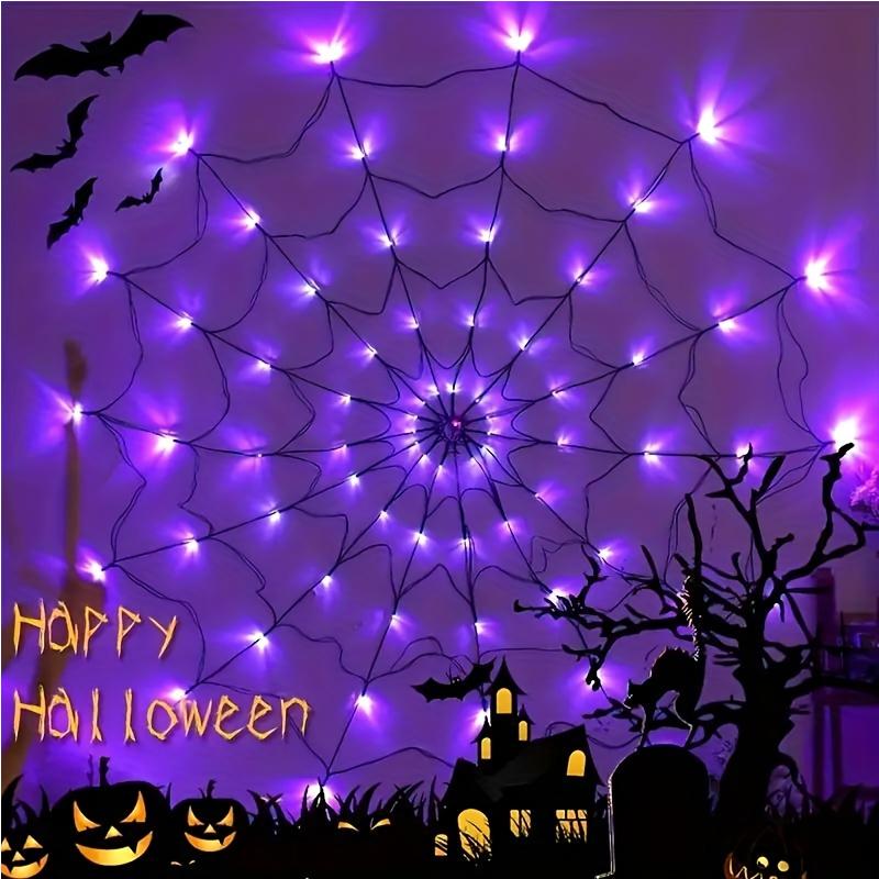 70 LEDs Halloween Spider Web Led Lights Decoration Battery Operated With Remote Control Net Mesh For Garden Wall Decor