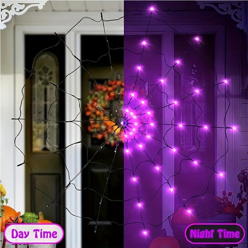 70 LEDs Halloween Spider Web Led Lights Decoration Battery Operated With Remote Control Net Mesh For Garden Wall Decor