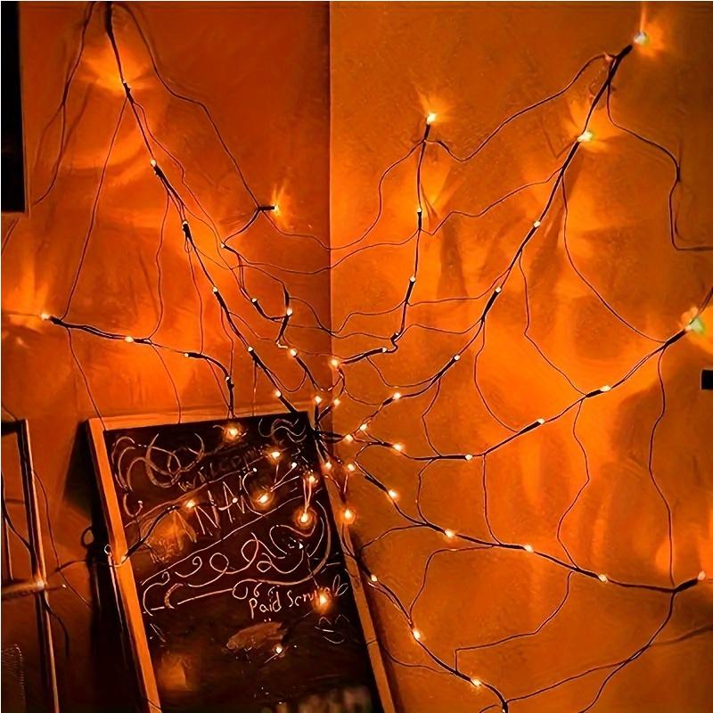 70 LEDs Halloween Spider Web Led Lights Decoration Battery Operated With Remote Control Net Mesh For Garden Wall Decor