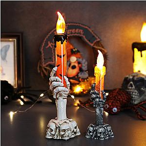 Halloween Skull Candlestick Led Light Skull Ghost Hand Flameless Candle Light Party Bar Decoration Halloween