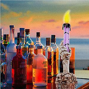 Halloween Skull Candlestick Led Light Skull Ghost Hand Flameless Candle Light Party Bar Decoration Halloween