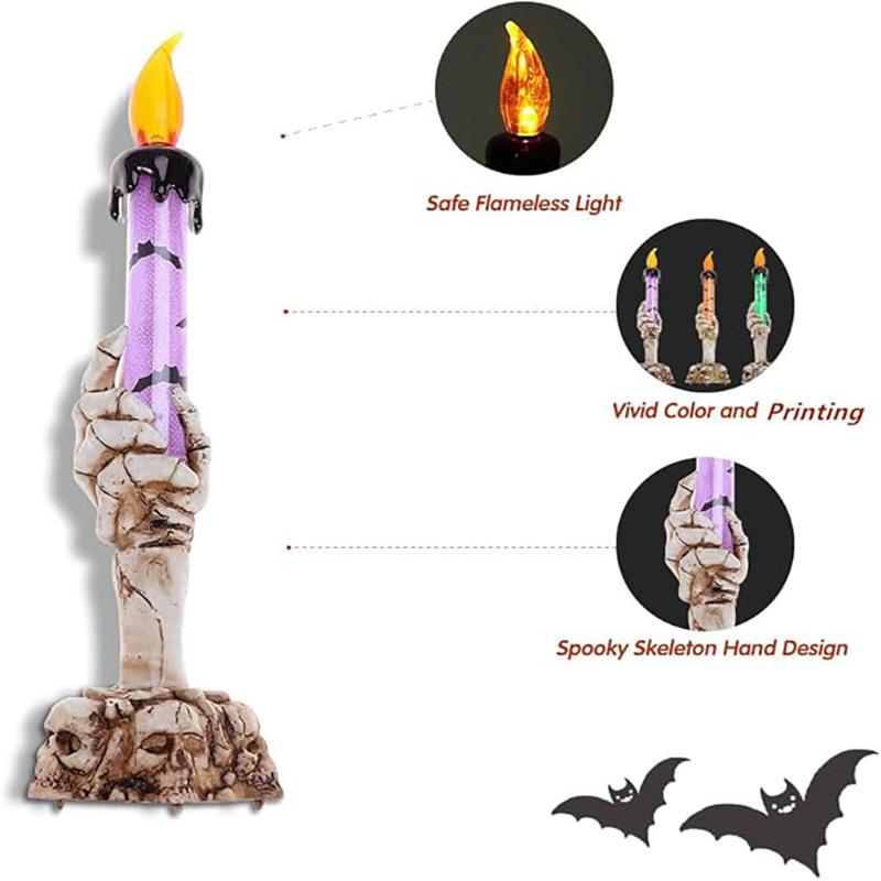 Halloween Skull Candlestick Led Light Skull Ghost Hand Flameless Candle Light Party Bar Decoration Halloween