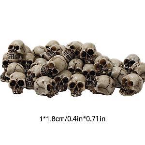 20Pcs Skull Head Sculptures Collectable Halloween Miniature Skulls Heads Decorative Creative Landscape Garden Potted Plant Decor