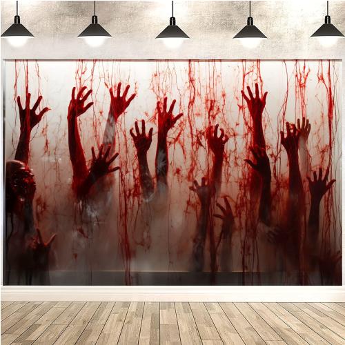 Horror Halloween Bloodstained Background Cloth - Halloween Decorations for Family Gatherings and Haunted Houses