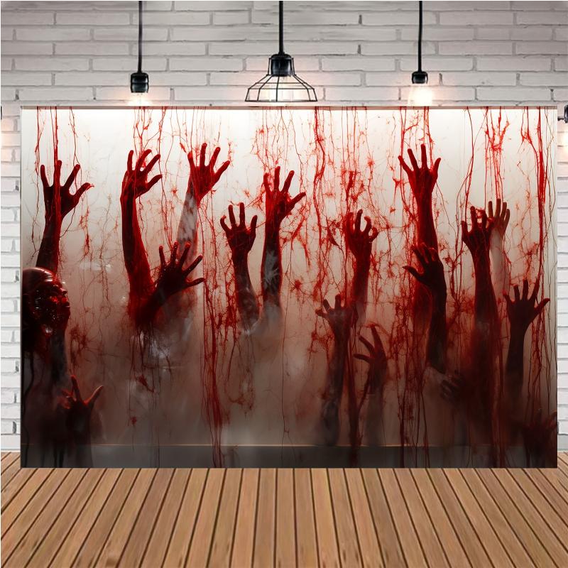 Horror Halloween Bloodstained Background Cloth - Halloween Decorations for Family Gatherings and Haunted Houses