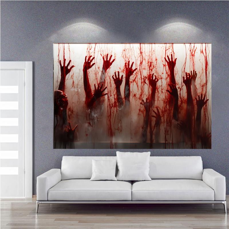 Horror Halloween Bloodstained Background Cloth - Halloween Decorations for Family Gatherings and Haunted Houses