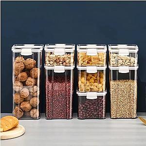 Airtight Plastic Food Storage Box, Cereal Candy Dry Jar with Lid, Refrigerator Storage Jar, Household Items, Kitchen Organizer