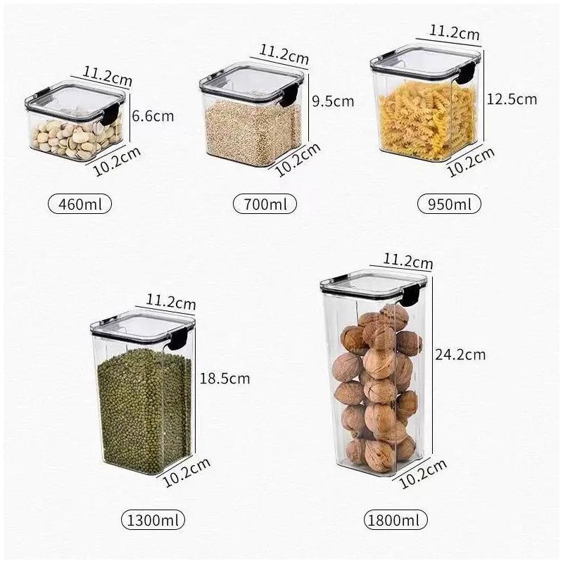 Airtight Plastic Food Storage Box, Cereal Candy Dry Jar with Lid, Refrigerator Storage Jar, Household Items, Kitchen Organizer