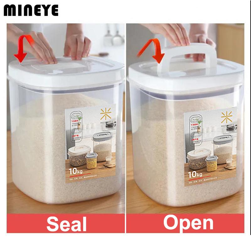 Transparent Rice Bucket, Insect-proof, Moisture-Proof, Sealed Flour Storage Containers, Kitchen Grains, Pet Dog Food Storage Box