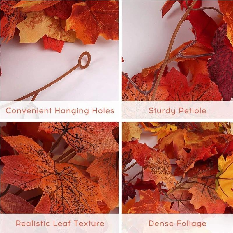 2M Artificial Fall Maple Leaf Garland Fake Plants Autumn Decor Leaves Vine for Thanksgiving Halloween Festivals Wedding Decora