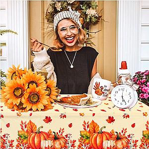 Thanksgiving Day Pumpkin Tablecloth Decoration For Home Dinning Kitchen Table Decoration Fall Autumn Pumpkin Table Cloth Decor