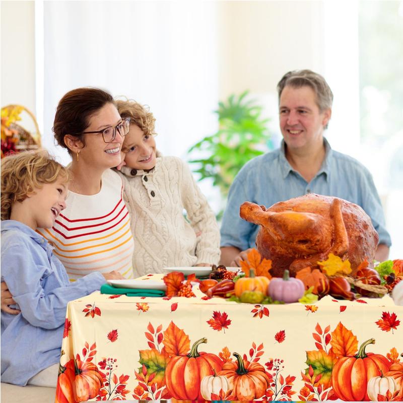 Thanksgiving Day Pumpkin Tablecloth Decoration For Home Dinning Kitchen Table Decoration Fall Autumn Pumpkin Table Cloth Decor