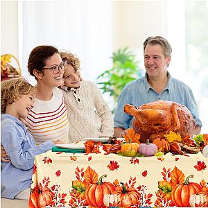 Thanksgiving Day Pumpkin Tablecloth Decoration For Home Dinning Kitchen Table Decoration Fall Autumn Pumpkin Table Cloth Decor