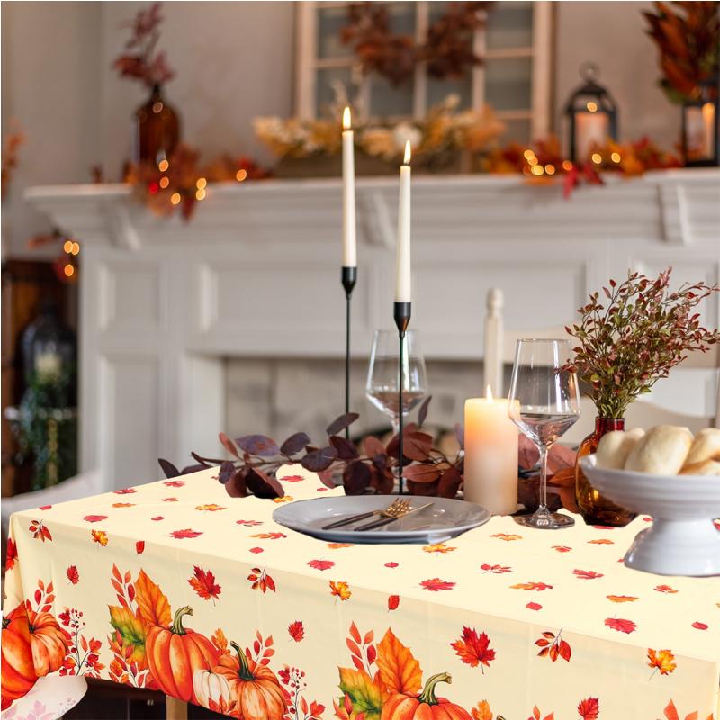 Thanksgiving Day Pumpkin Tablecloth Decoration For Home Dinning Kitchen Table Decoration Fall Autumn Pumpkin Table Cloth Decor