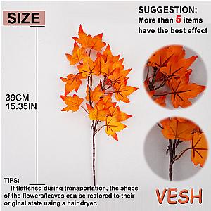 1PC Artificial Autumn Color Maple Leaves Flower Arrangement Mall Home Harvest Festival Thanksgiving Day Garden Decoration