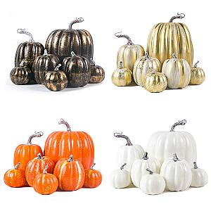 Thanksgiving Artificial Pumpkins Sets Assorted Big and Small Pumpkins Fake Pumpkins Farmhouse Fall Harvest Table Halloween Decor