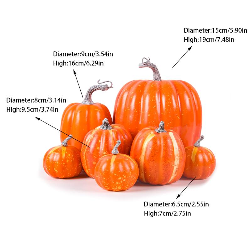 Thanksgiving Artificial Pumpkins Sets Assorted Big and Small Pumpkins Fake Pumpkins Farmhouse Fall Harvest Table Halloween Decor