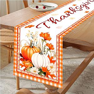 Thanksgiving Day Pumpkin Maple Leaf Table Runner Happy Thanksgiving Day Party Decor 2024 For Home Kitchen Dining Table Covers