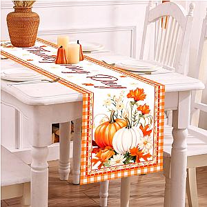 Thanksgiving Day Pumpkin Maple Leaf Table Runner Happy Thanksgiving Day Party Decor 2024 For Home Kitchen Dining Table Covers