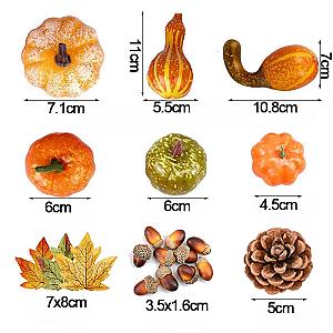 50pcs Thanksgiving Artificial Pumpkins Maple Leaf Pine Cone Ornament Autumn Wedding Home Decor DIY Crafts Halloween Decorations