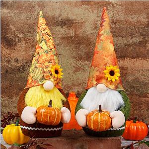 Fall Gnome Pumpkin Suower Swedish Nisse Tomte Elf Dwarf Plush Ornaments Decorations For Christmas Autumn Thanksgiving Decor