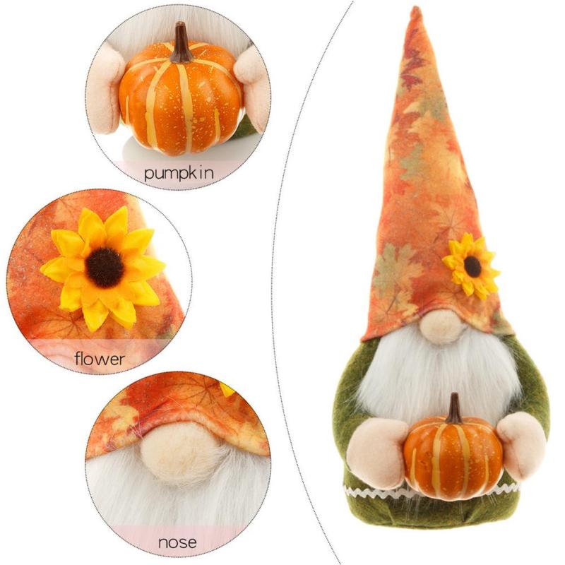 Fall Gnome Pumpkin Suower Swedish Nisse Tomte Elf Dwarf Plush Ornaments Decorations For Christmas Autumn Thanksgiving Decor