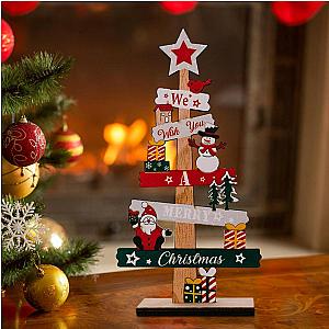 Desktop Christmas Tree Santa Claus DIY Decoration Wooden Christmas Signs Plaque Xmas Decoration 2025 New Years Party Gifts