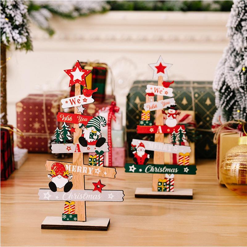 Desktop Christmas Tree Santa Claus DIY Decoration Wooden Christmas Signs Plaque Xmas Decoration 2025 New Years Party Gifts