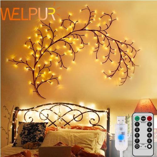 1PCS 96LED Tree and Vine Lamp USB/Solar Powered 8 Modes DIY Festive Tree Branch Lamp for Christmas Party Home Decorative Lights