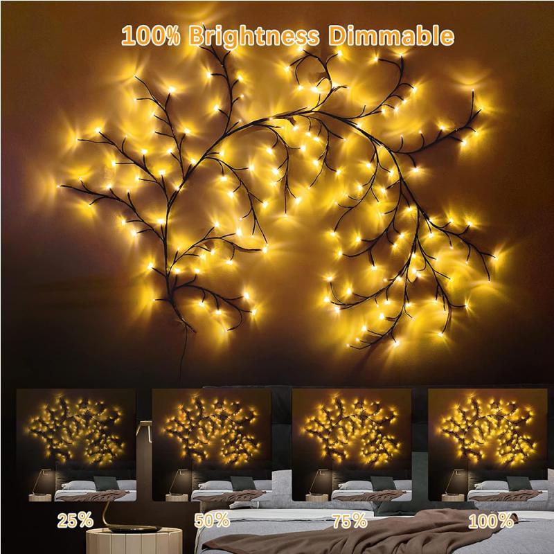 1PCS 96LED Tree and Vine Lamp USB/Solar Powered 8 Modes DIY Festive Tree Branch Lamp for Christmas Party Home Decorative Lights