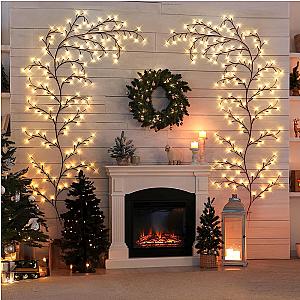 1PCS 96LED Tree and Vine Lamp USB/Solar Powered 8 Modes DIY Festive Tree Branch Lamp for Christmas Party Home Decorative Lights