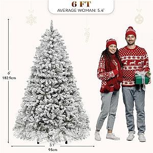 Christmas Tree Prelit Snow Flocked Artificial Full  Tree with 8 Light-Modes, 800 Branch , Party Decoration Christmas Pine