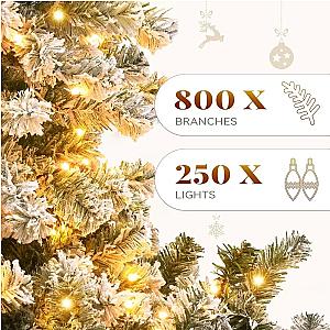 Christmas Tree Prelit Snow Flocked Artificial Full  Tree with 8 Light-Modes, 800 Branch , Party Decoration Christmas Pine