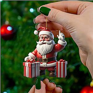 Acrylic Cartoon Red Santa Hanging Christmas Tree 2D Pendant Decoration 1piece Merry Christmas Decoration For Home 2024