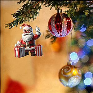 Acrylic Cartoon Red Santa Hanging Christmas Tree 2D Pendant Decoration 1piece Merry Christmas Decoration For Home 2024