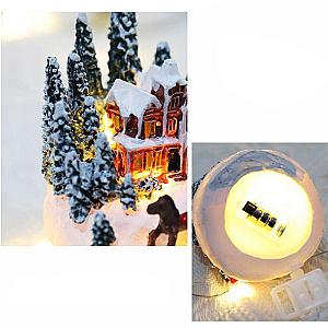 Christmas Decorations Resin Mini House Light Up Village House Figurines Table Ornament for Christmas New Year Party Decoration