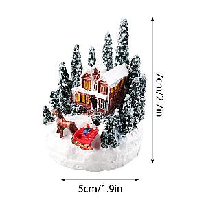 Christmas Decorations Resin Mini House Light Up Village House Figurines Table Ornament for Christmas New Year Party Decoration